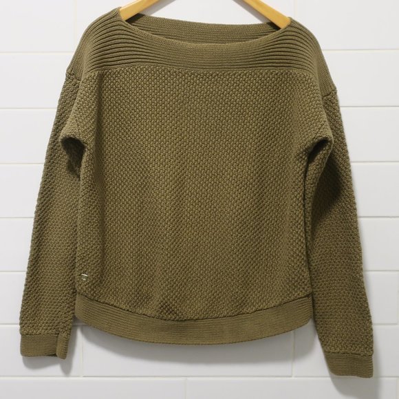 Lauren Ralph Lauren Sweaters - LAUREN RALPH LAUREN waffle chunky knit sweater olive green boatneck sz Large plv